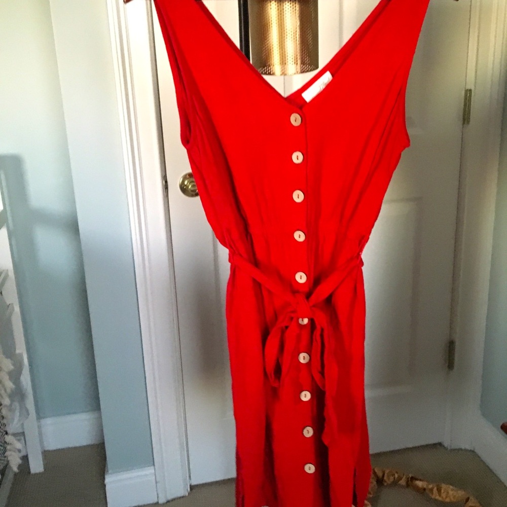 Target red summer dress with buttons and waist tie